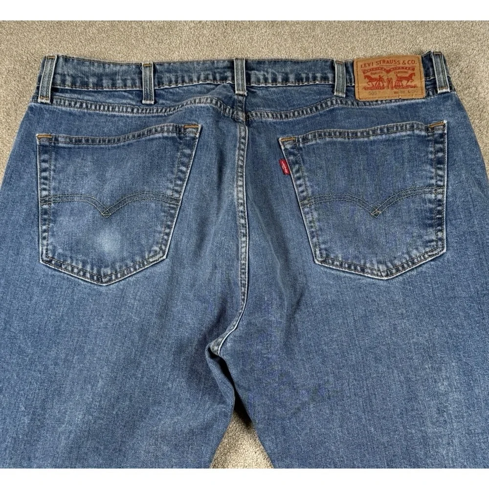 Levi's 505 Jeans Men 38X30 Blue Denim Casual Regular Fit Stone Wash Straight Leg